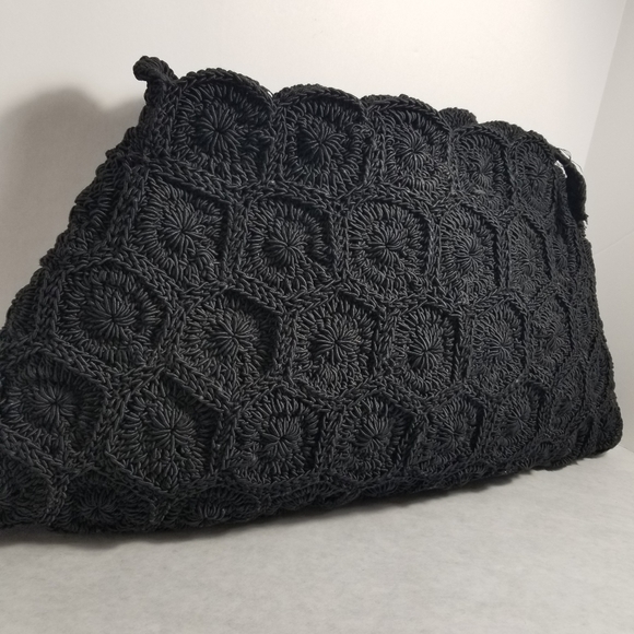 Handbags - Vintage Black Crochet Handbag or Purse